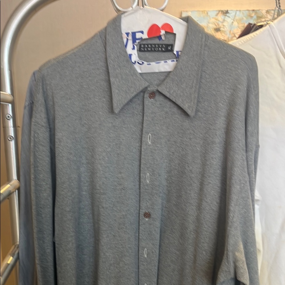 Barney’s soft Gray Button-Up Shirt by Kenneth Gordon
